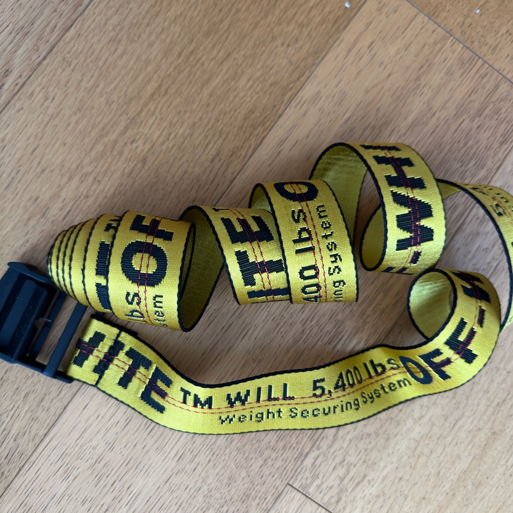 Off-White Yellow Industrial Logo Belt 200cm.